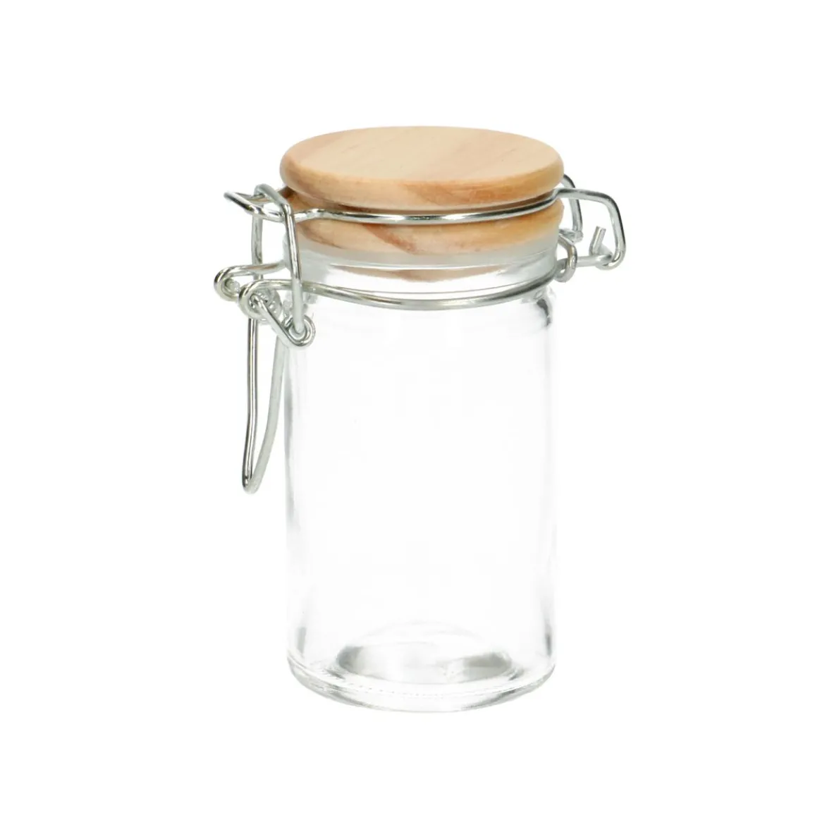 Beugelpotje met houten dop, glas, 90 ml