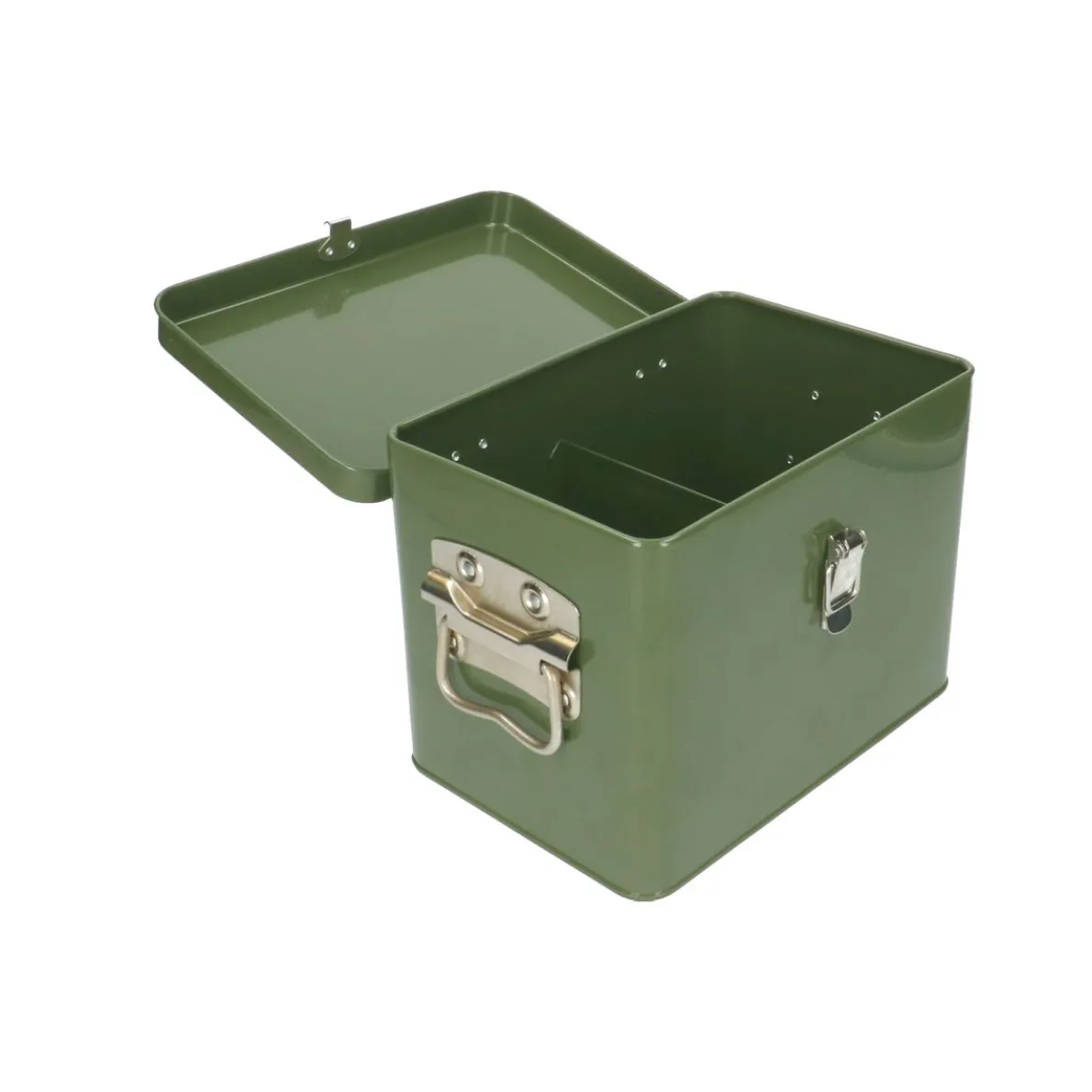 Bewaarblik voor zaden, donkergroen metaal