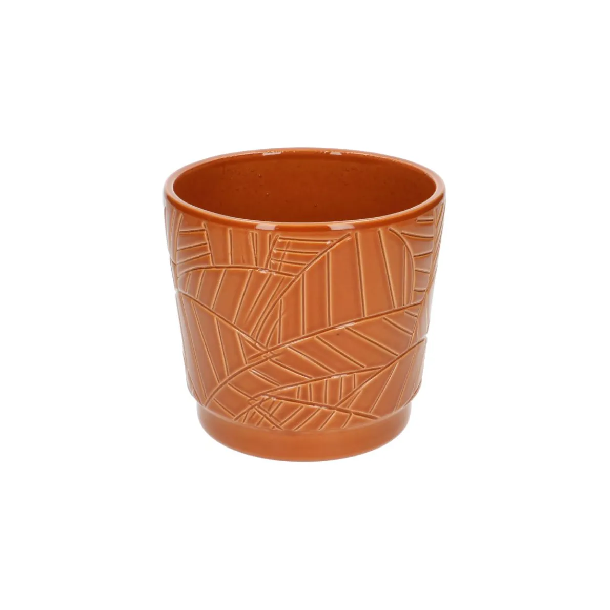 Bloempot, aardewerk, terra met palmbladmotief, Ø 14 cm