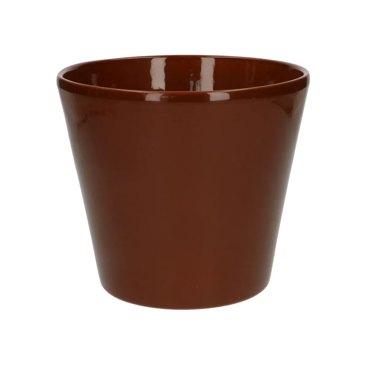 Bloempot, aardewerk, cognacbruin, Ø 17,5 cm
