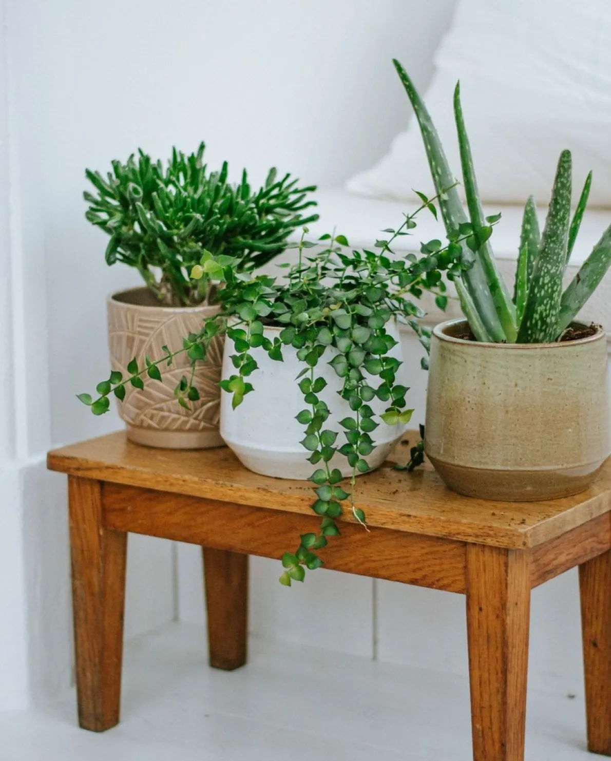 Bloempot, steengoed, wit, Ø 15 cm