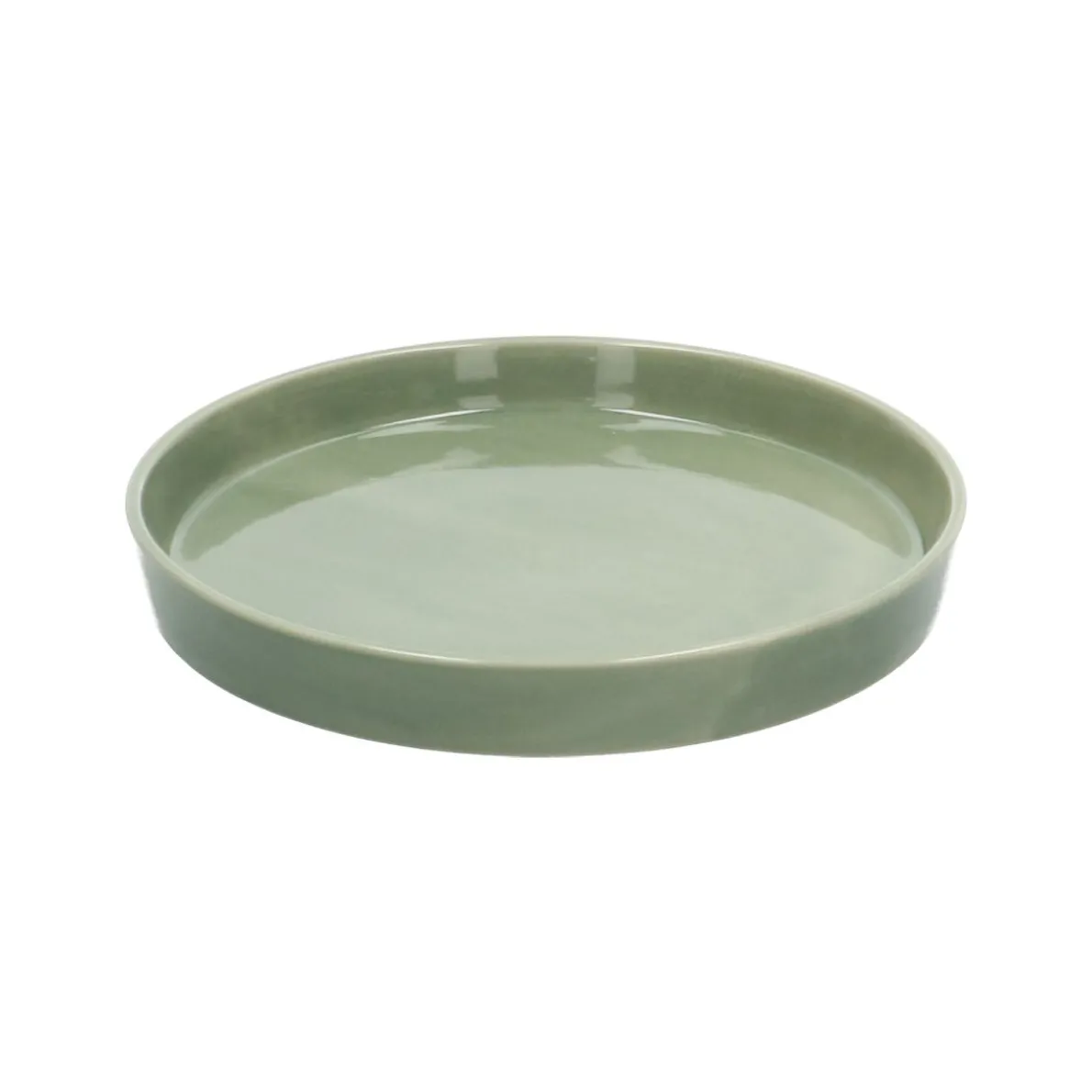 Bloempotschotel, aardewerk, zachtgroen, Ø 20 cm
