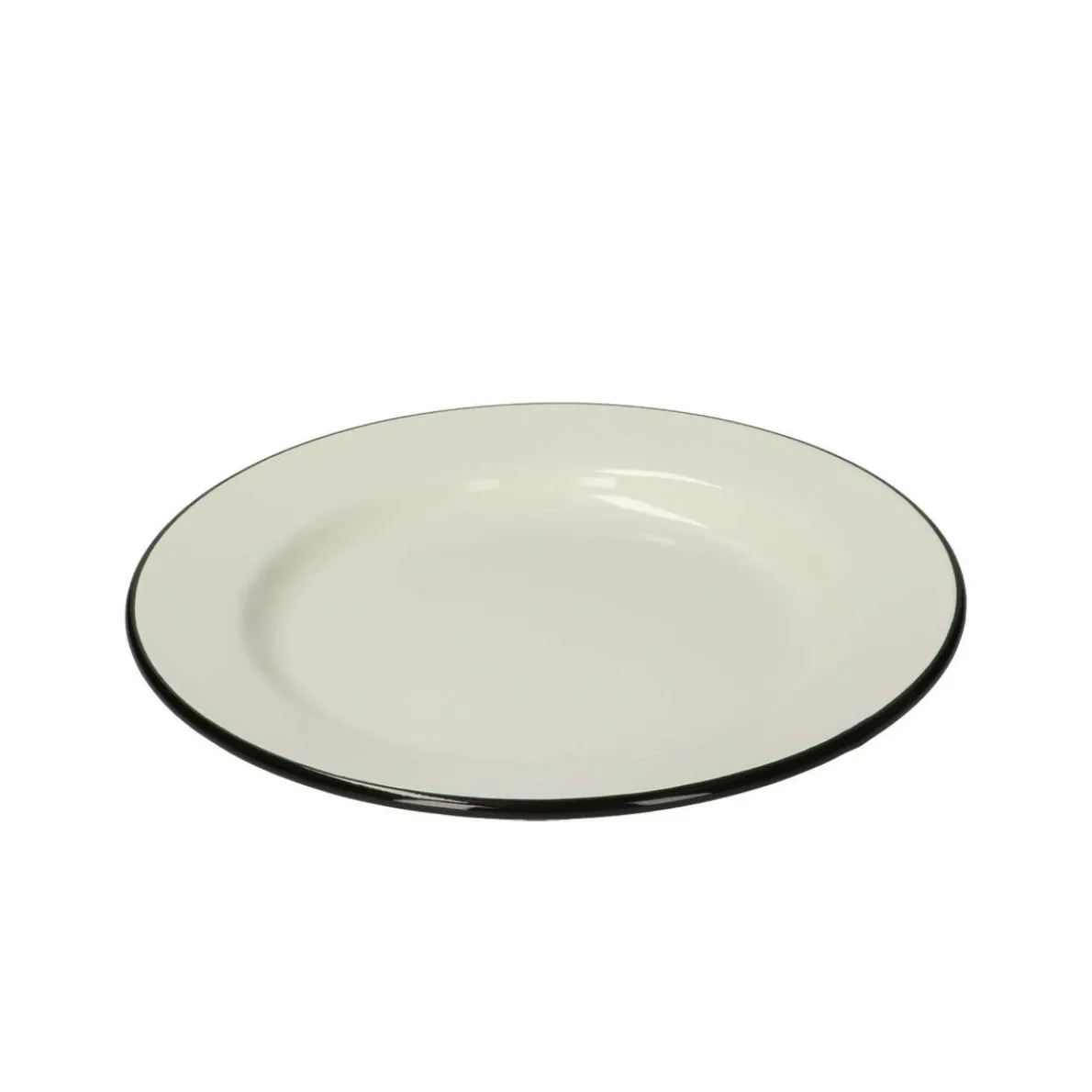 Bord, emaille, zwart/wit, Ø 22 cm