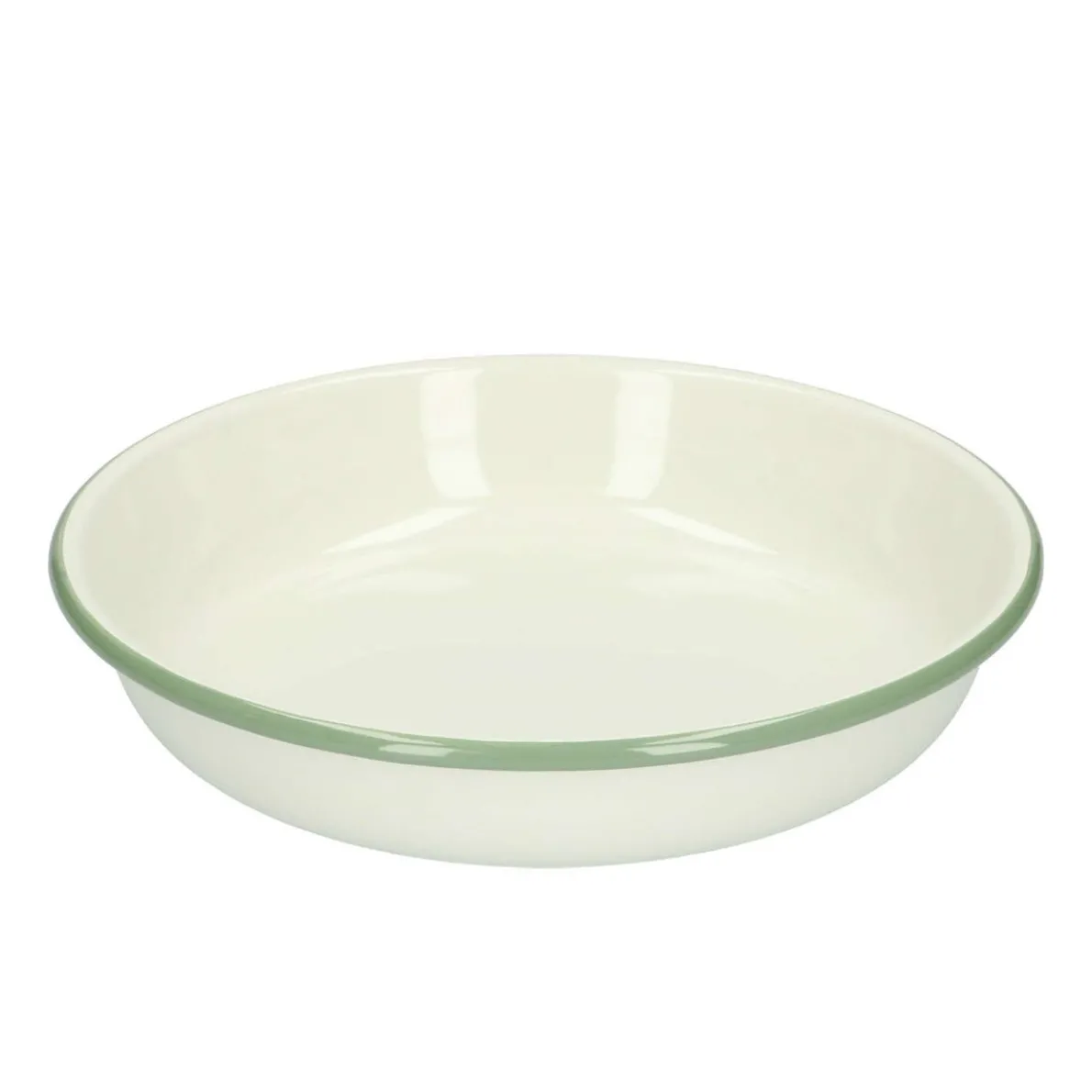 Bord pasta, emaille, groengrijs/wit, Ø 23 cm