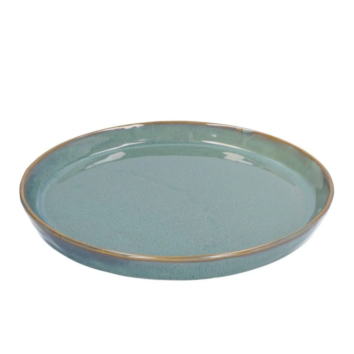 Bord reactieve glazuur, steengoed, groen, Ø 20,5 cm