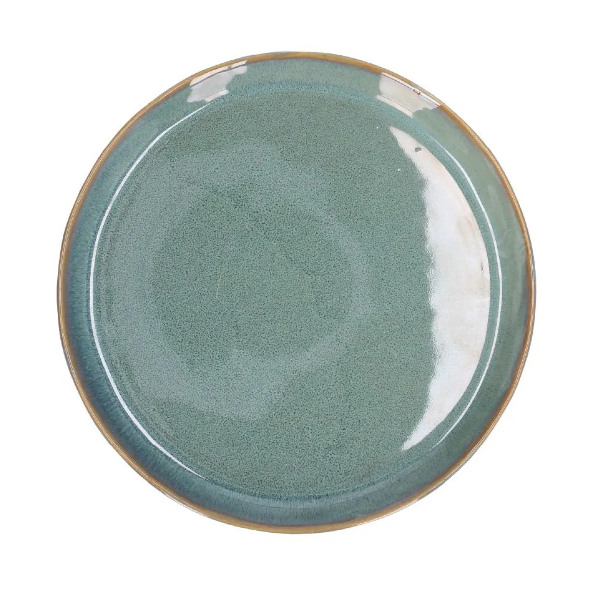 Bord reactieve glazuur, steengoed, groen, Ø 20,5 cm