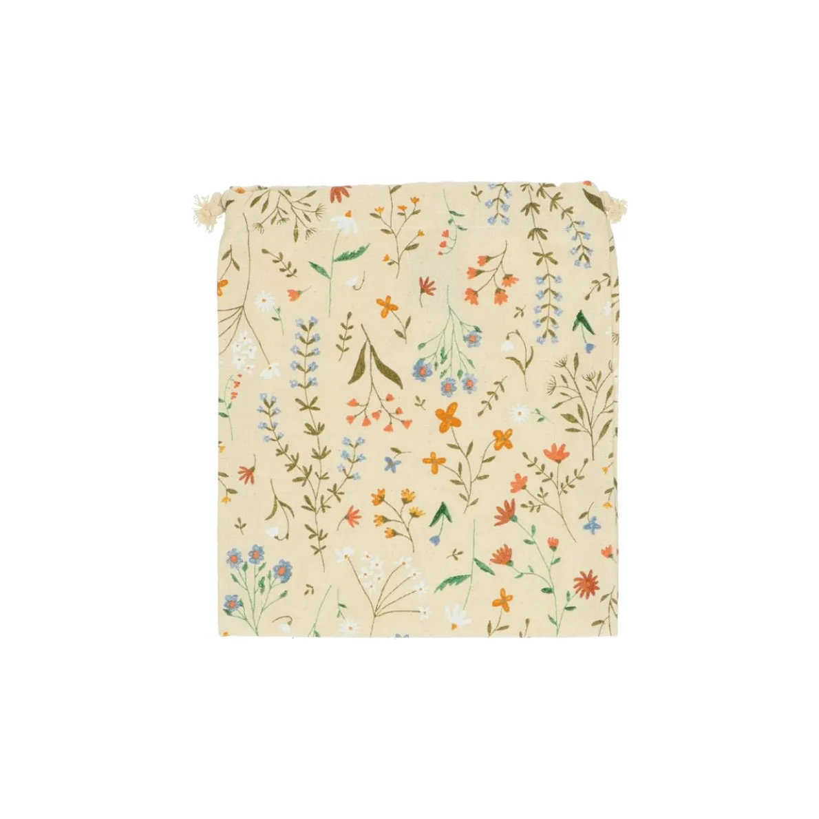 Cadeauzakje, bio-katoen, veldbloemen, 19 x 22 cm