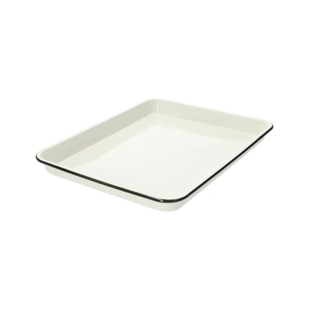 Dienblad & bakplaat, emaille, wit/zwart, 42 x 32 cm