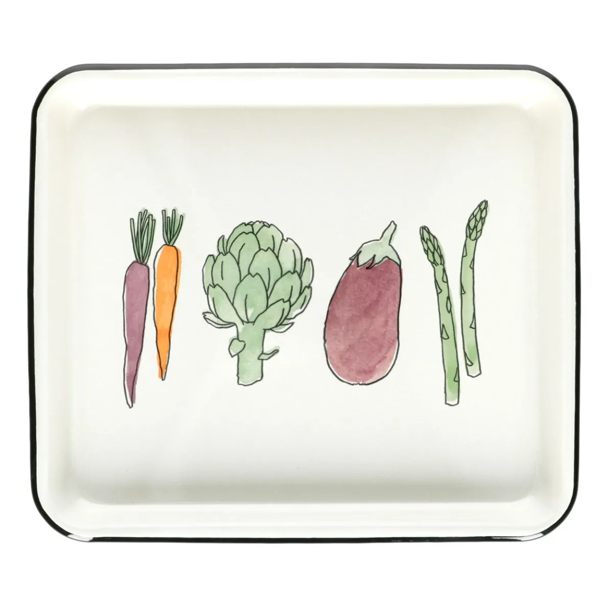 Dienblad, emaille, groente, 26 x 30 cm
