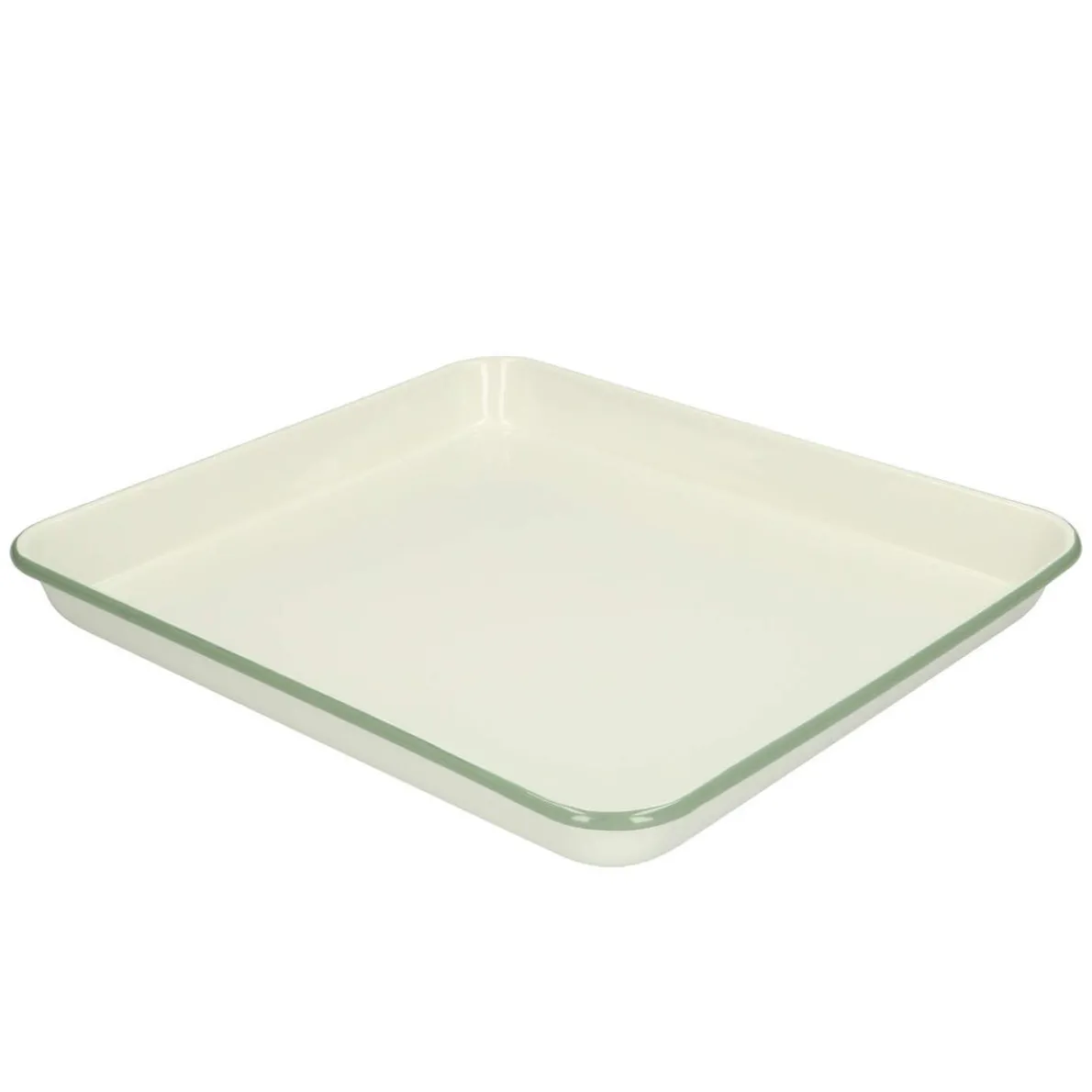 Dienblad, emaille, groengrijs/wit, 31 x 27 cm