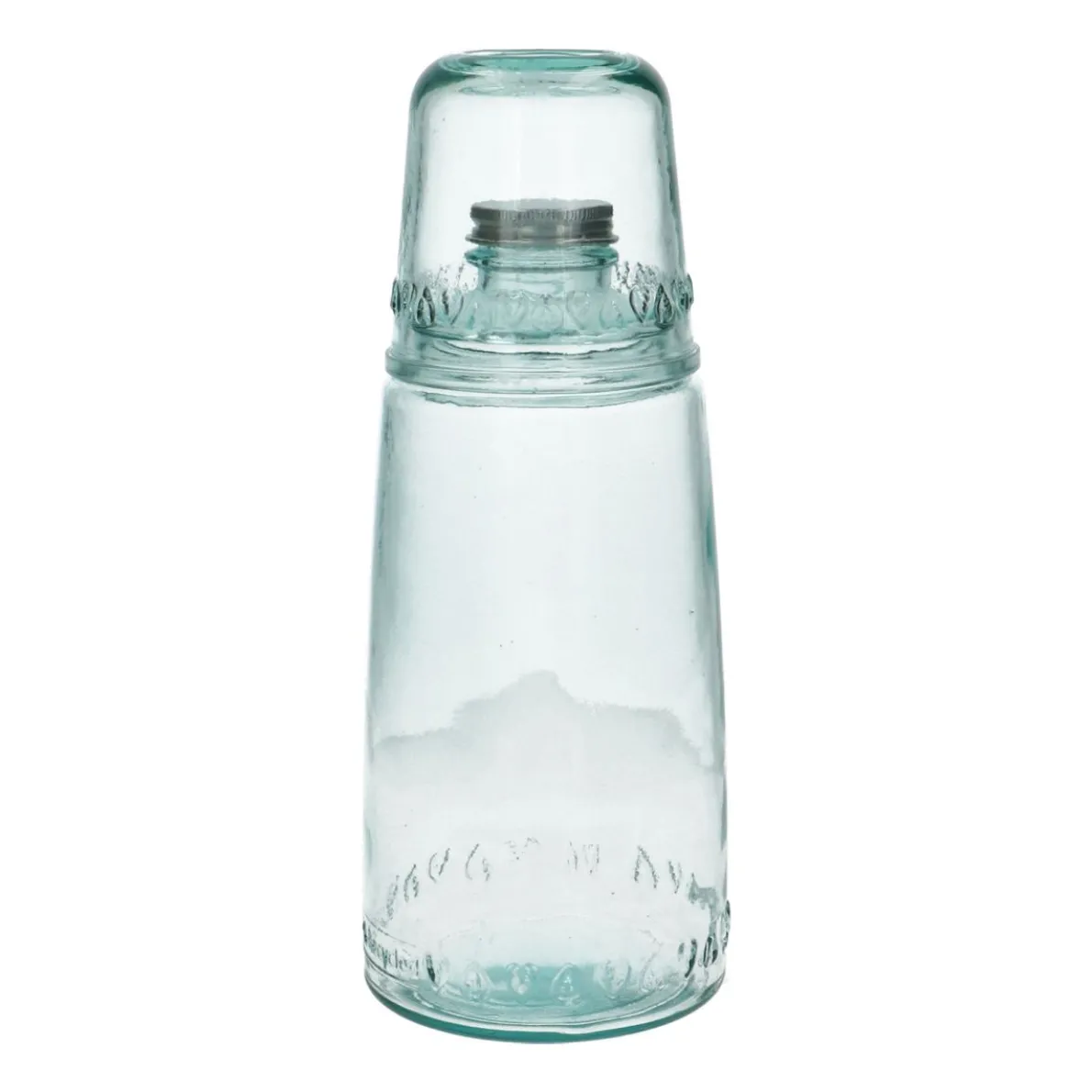 Fles met glas, recycled glas