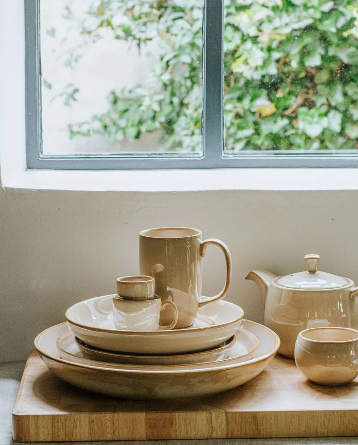 Gebaksbordje reactief glazuur, steengoed, zand, Ø 15 cm