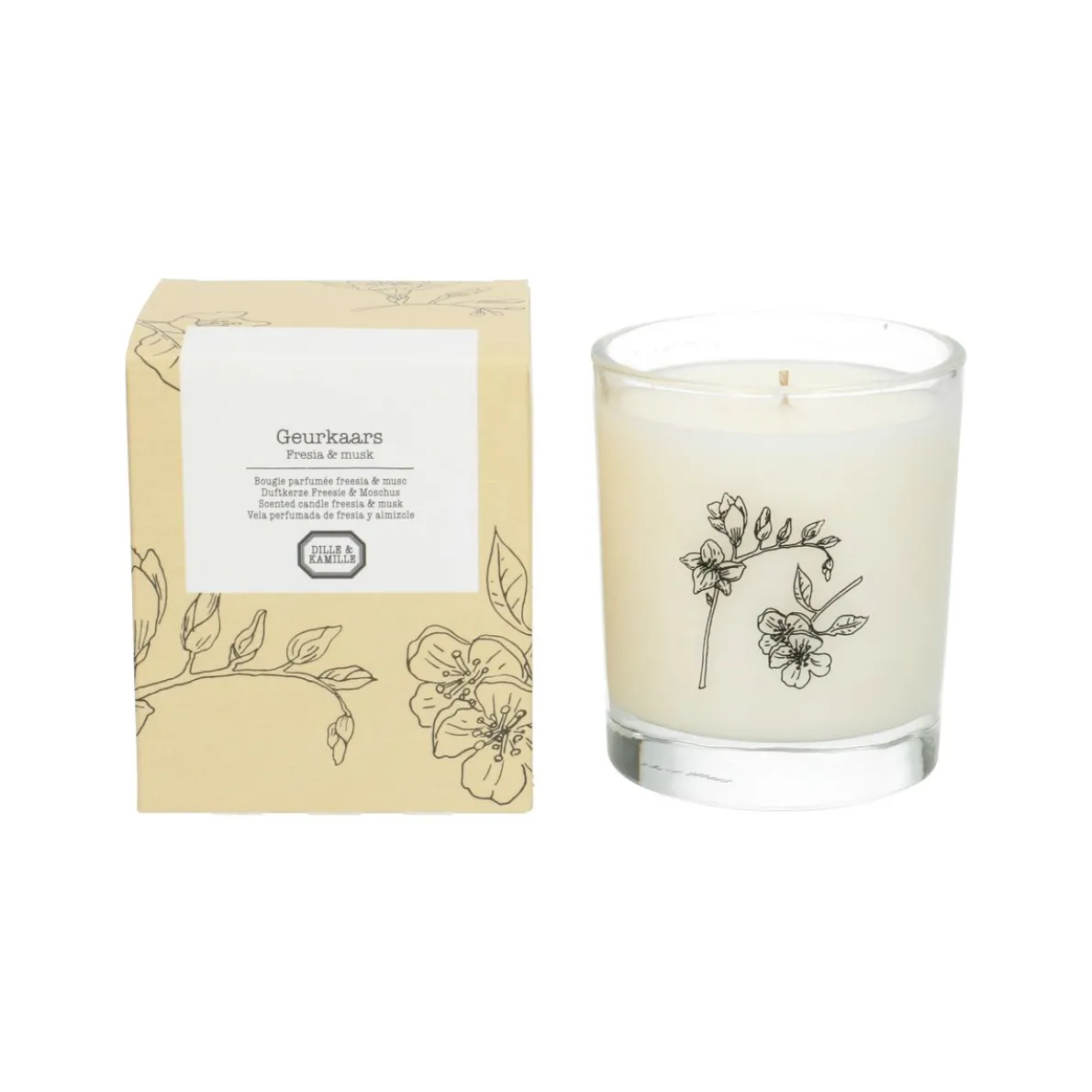 Geurkaars, fresia en musk, 210 gram