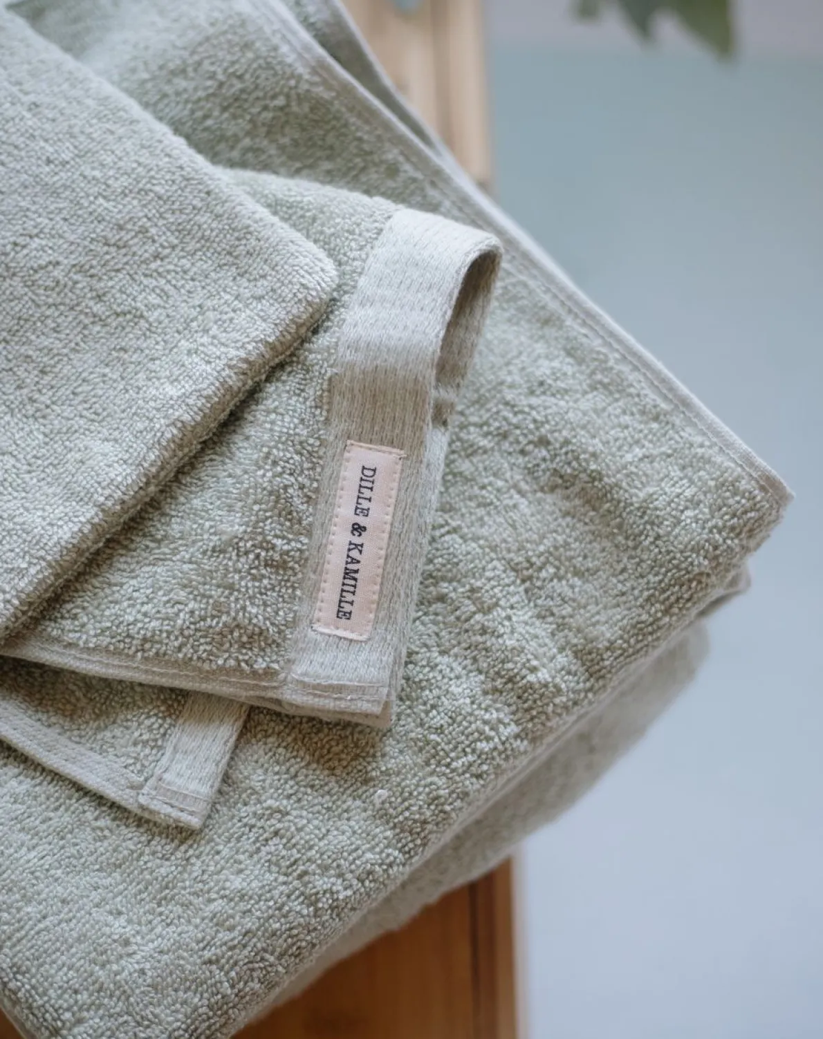 Handdoek, Recycled katoen, Lichtgroen, 70 x 140 cm