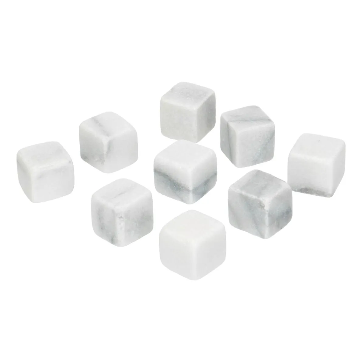 Herbruikbare ijsblokjes, wit marmer, 9 stuks