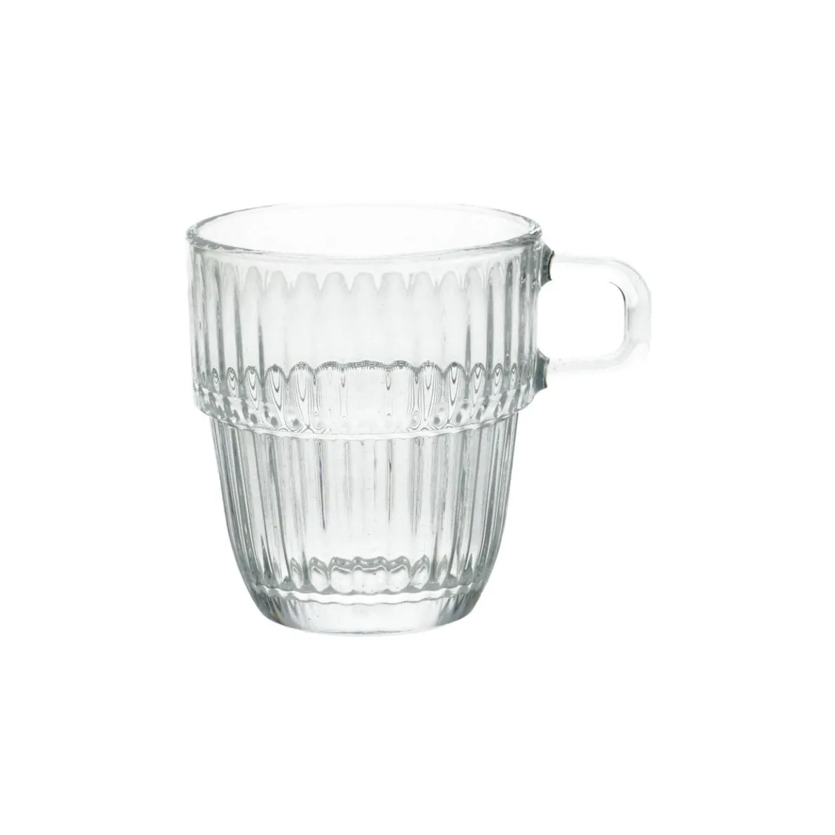 Hittebestendig glas met oor, geribbeld, 140 ml