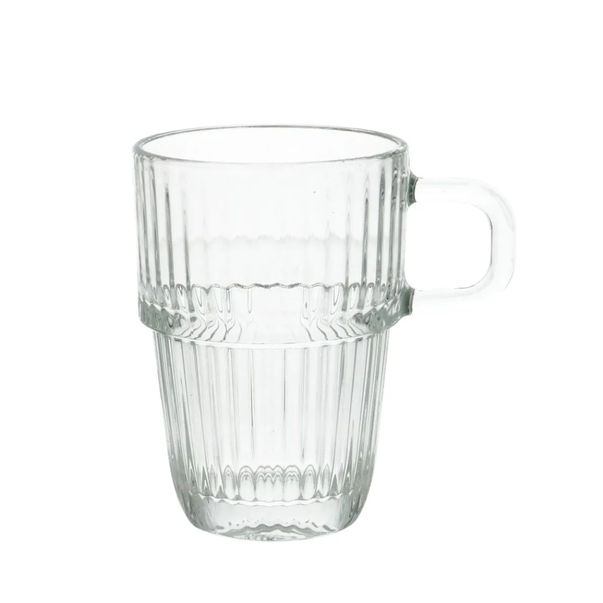 Hittebestendig glas met oor, geribbeld, 270 ml