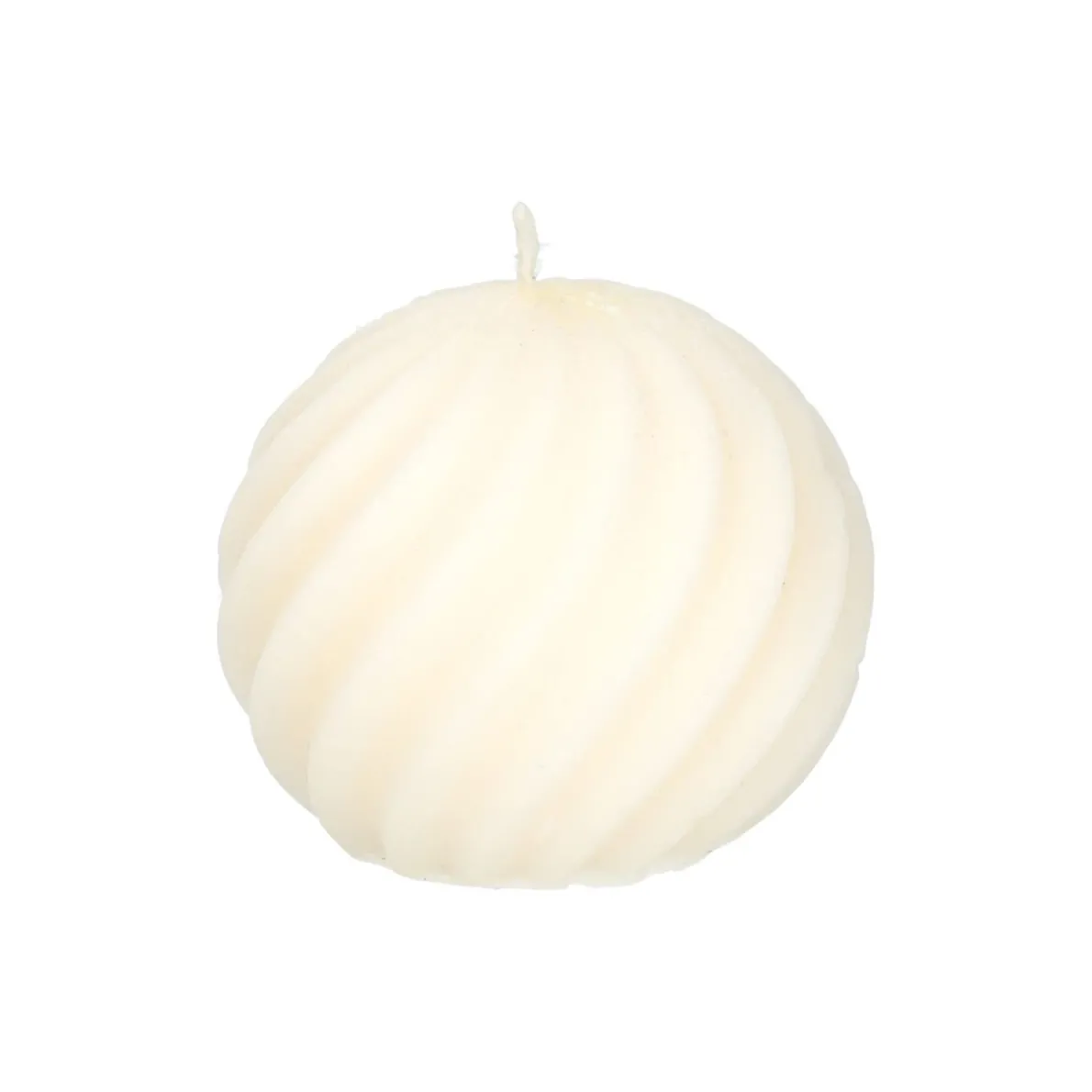 Kaars gedraaide bol, rustiek wit, Ø8 cm