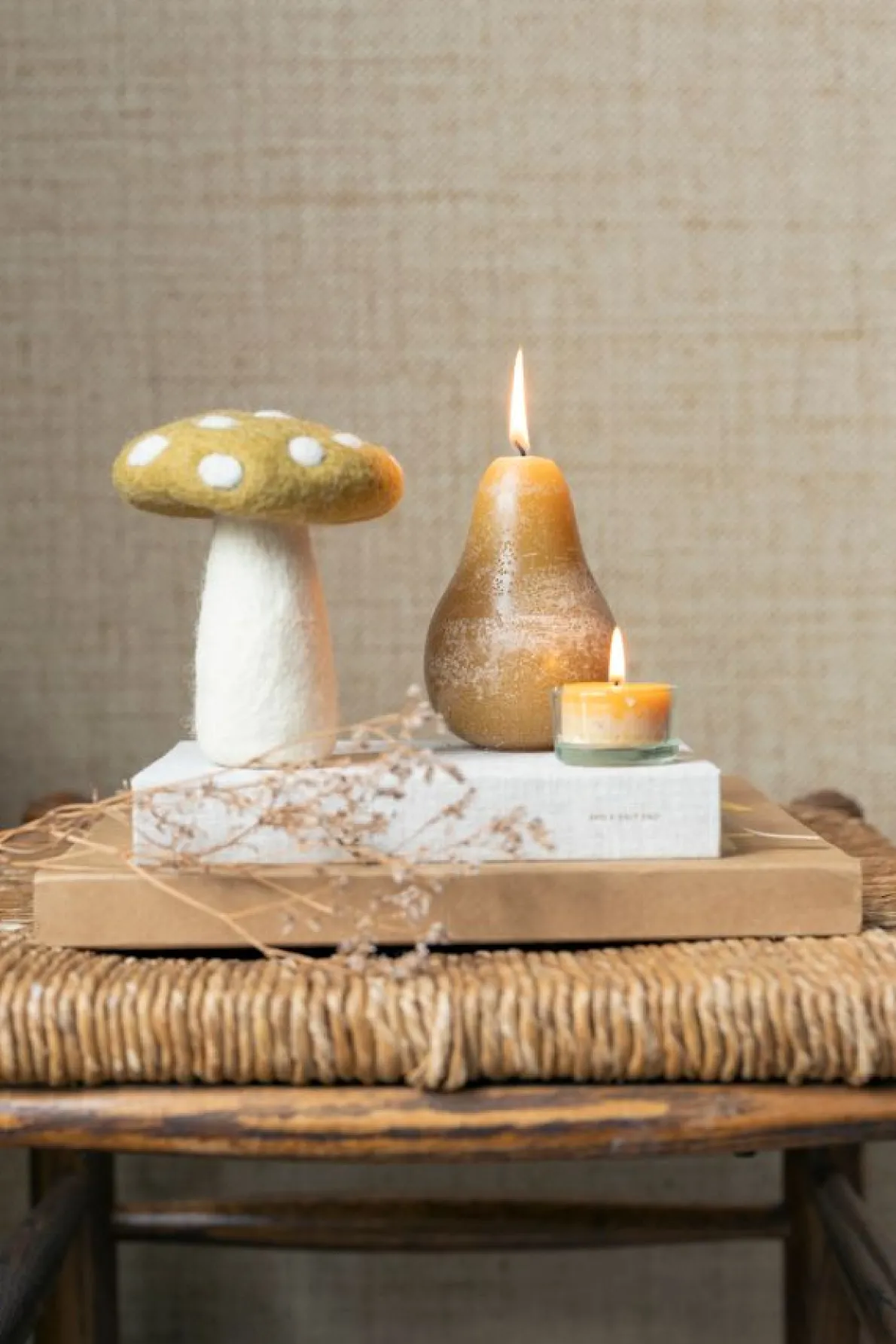 Kaars peer, geel, Ø11 X 7,5 cm