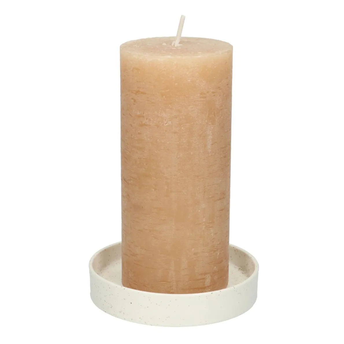 Kaarsschotel, keramiek, mat wit gespikkeld, Ø 10,8 cm