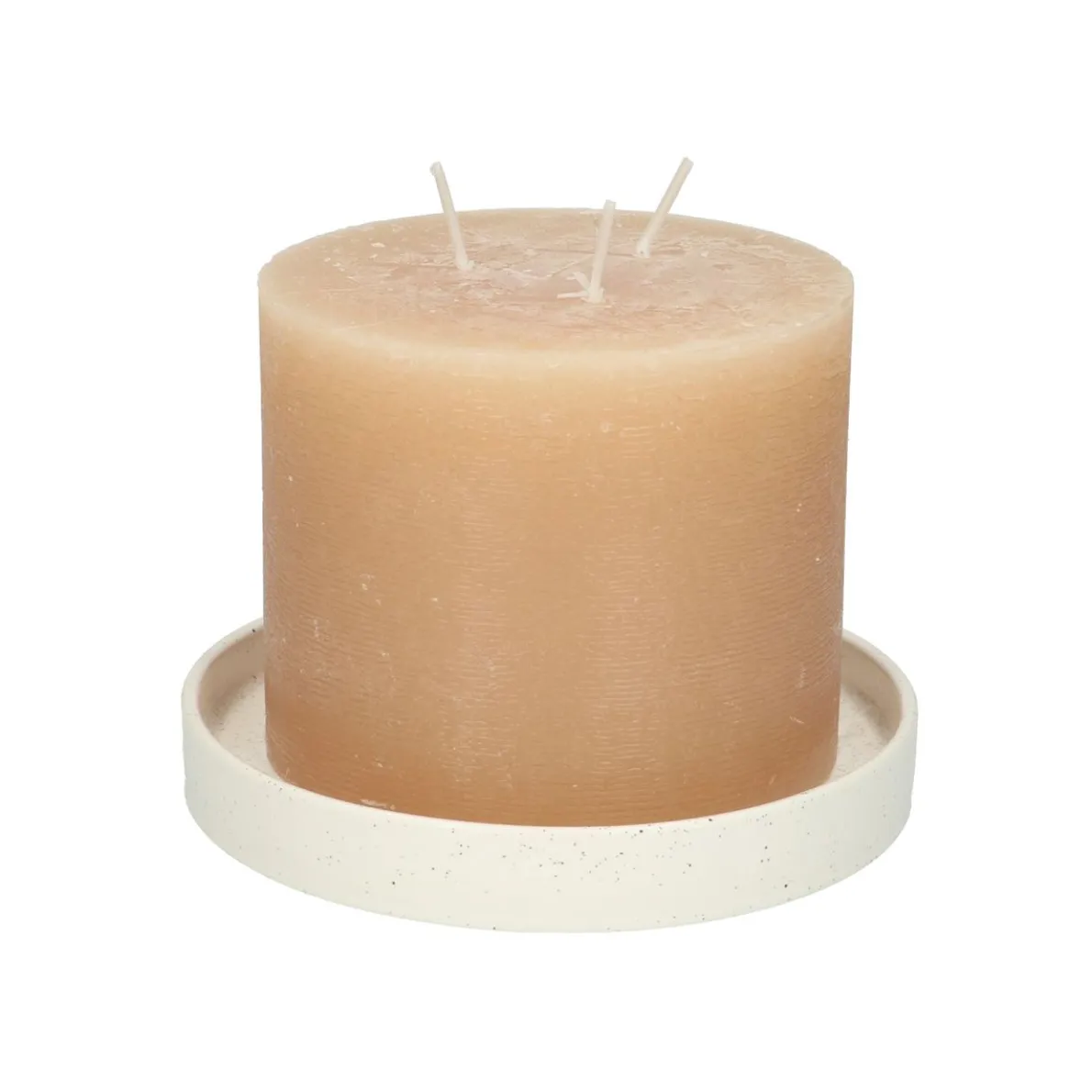 Kaarsschotel, keramiek, mat wit gespikkeld, Ø 15,2 cm