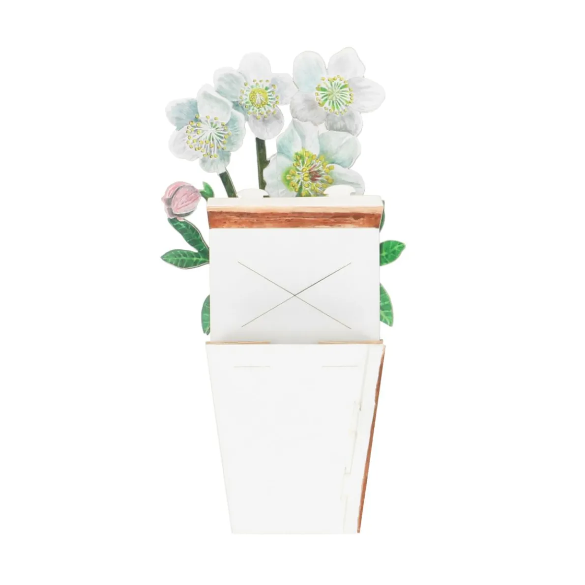 Kaart 3D met envelop, witte bloemen