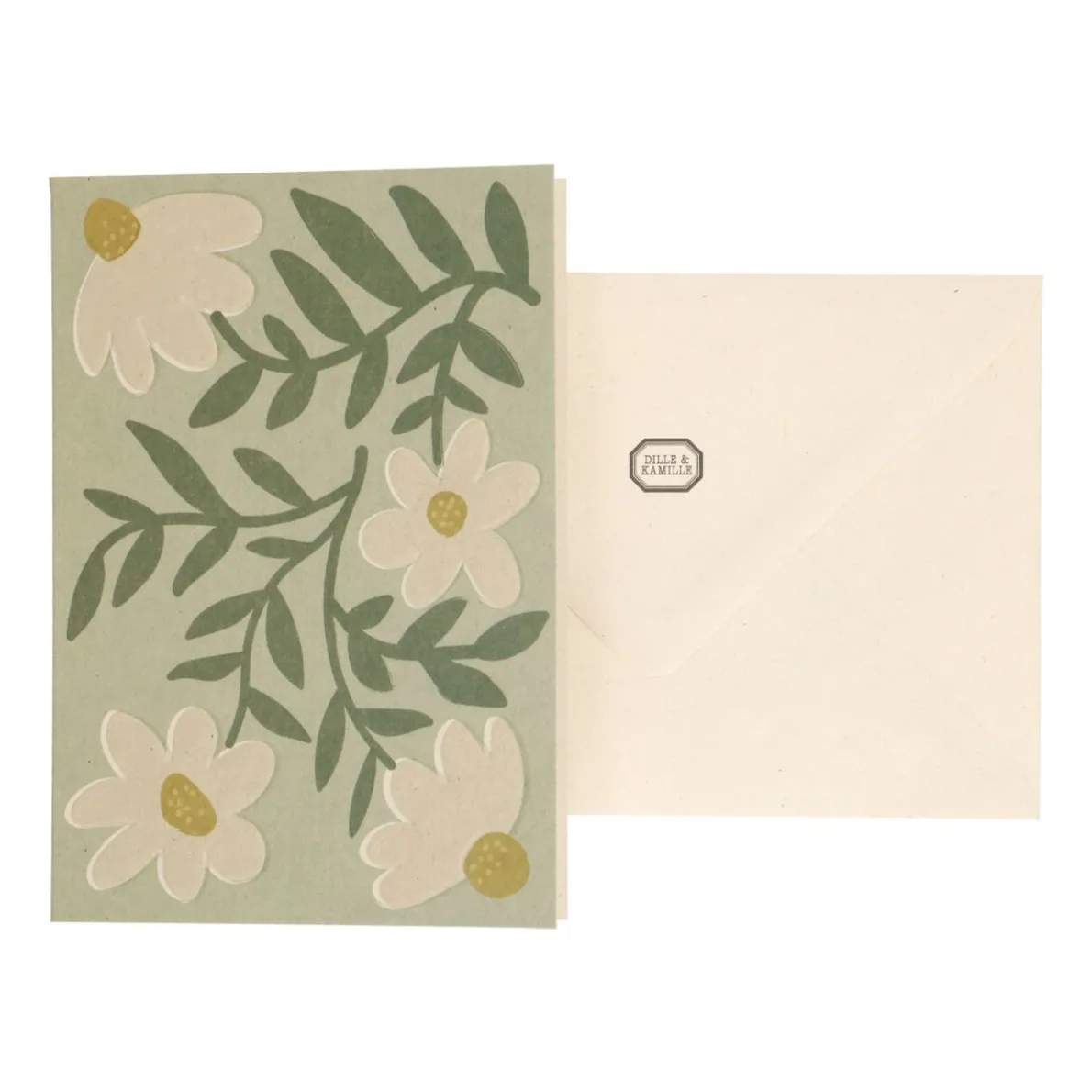Kaart met envelop. madeliefjes