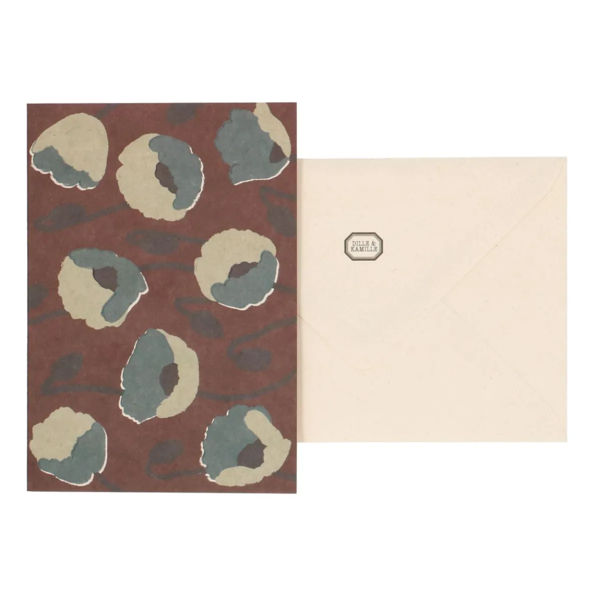 Kaart met envelop, klaprozen, blauw