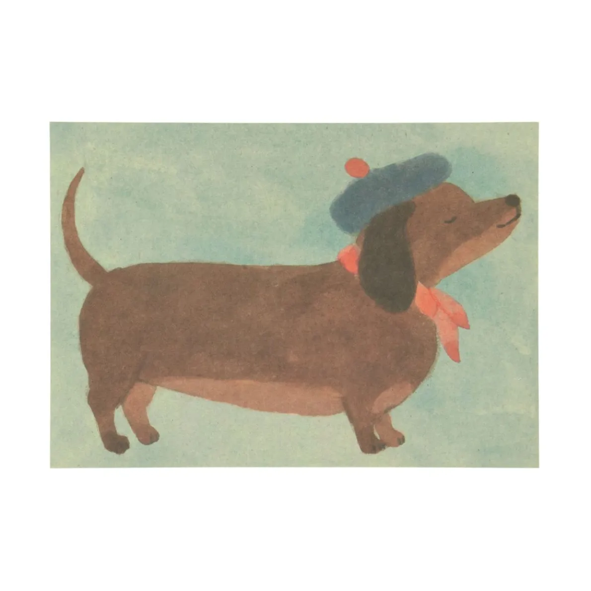 Kaart, teckel met baret