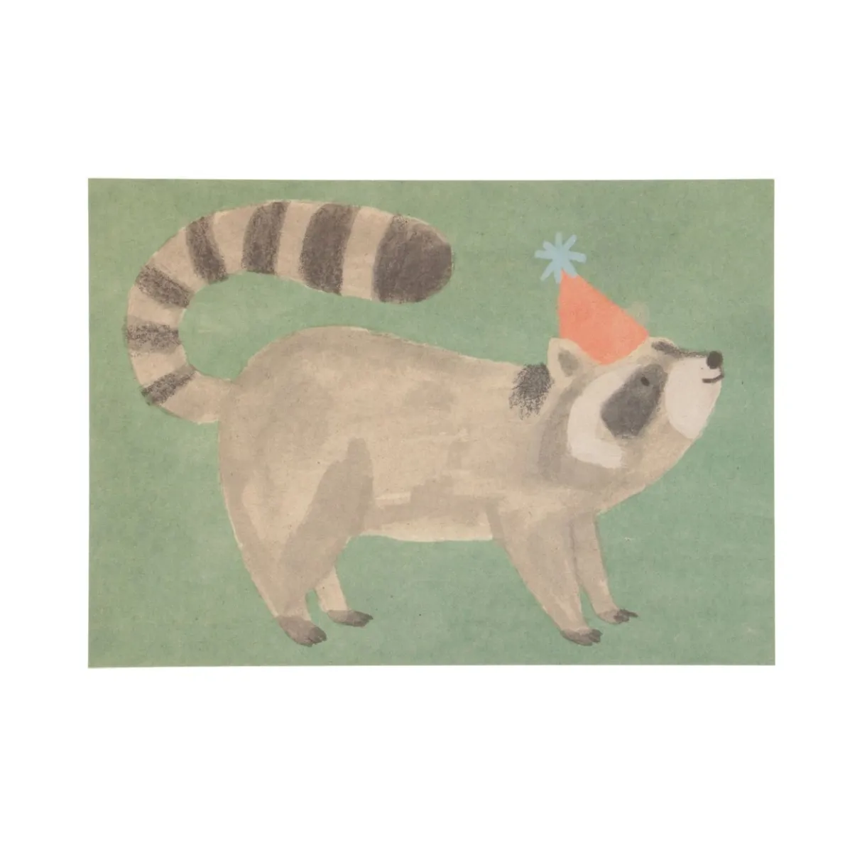 Kaart, wasbeer met feesthoed