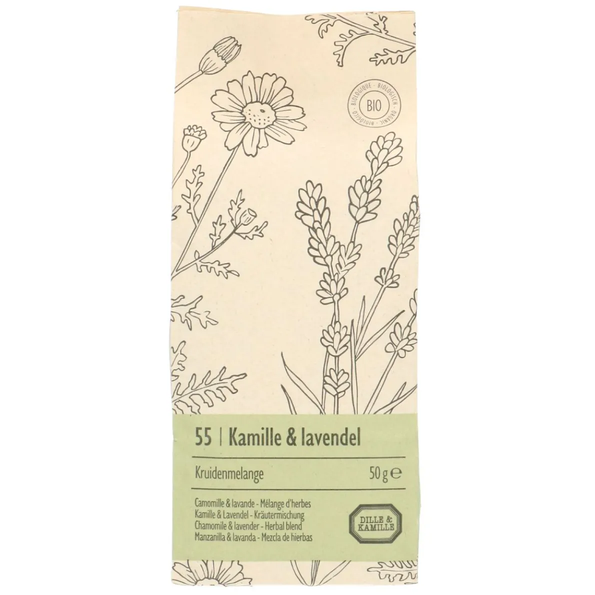 Kamille & lavendel, biologisch, kruidenmelange, zakje 50 gram