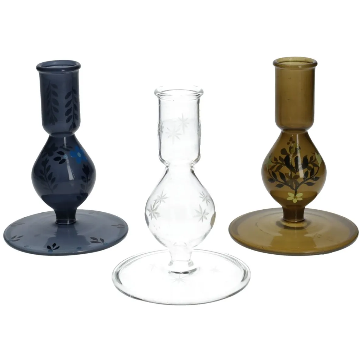 Kandelaar, glas, ster, 12,5 cm