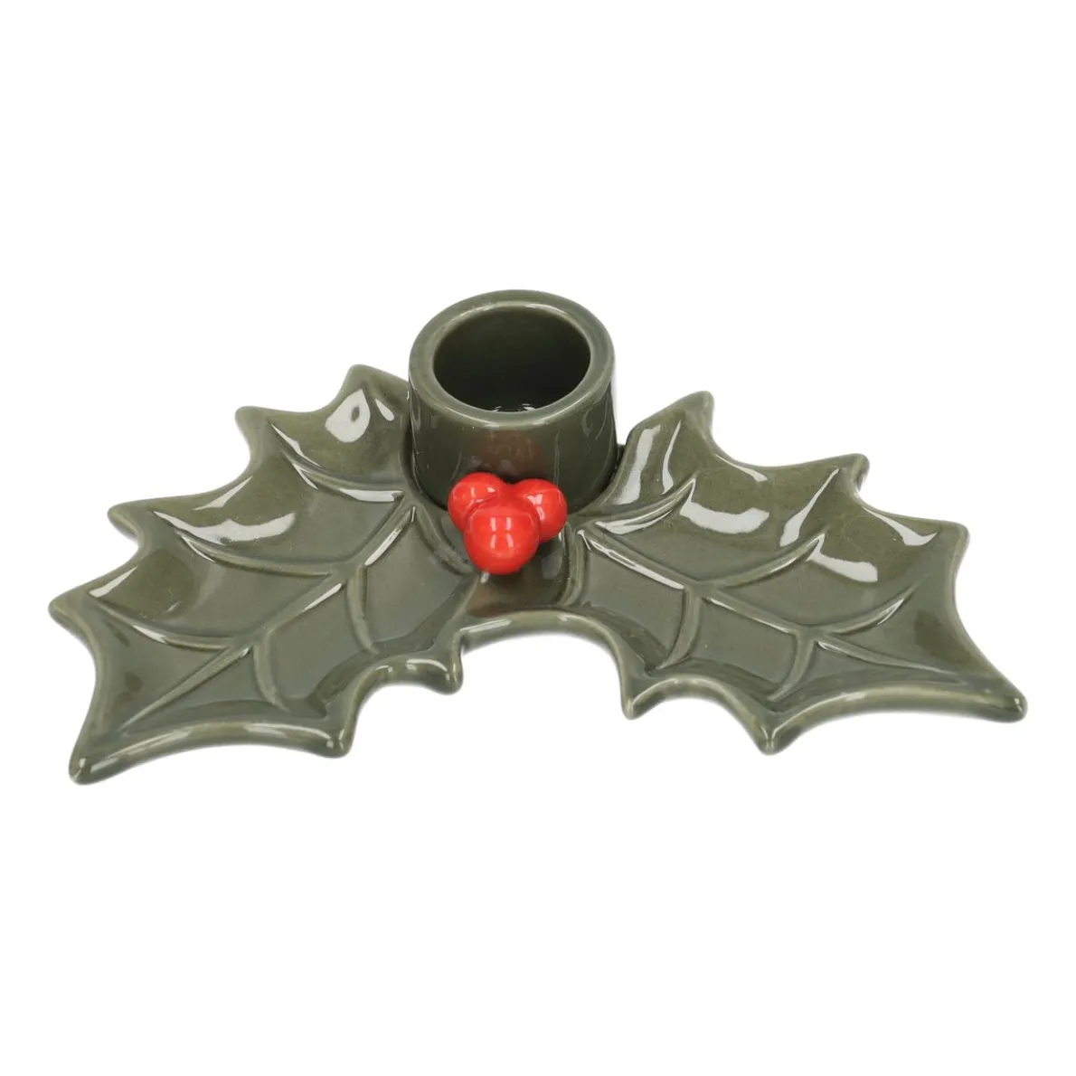 Kandelaar hulstblaadjes, porselein