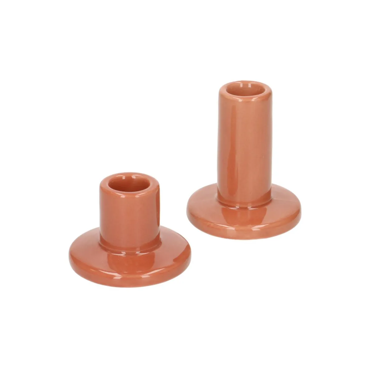 Kandelaar, porselein, oranje, hoog