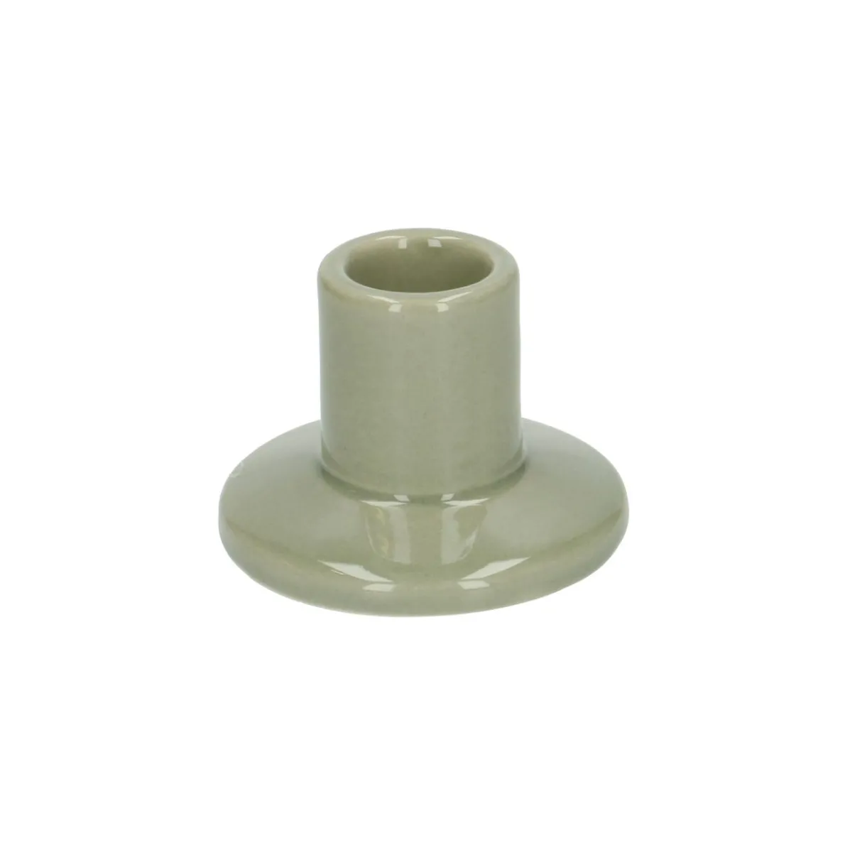 Kandelaar, porselein, lichtgroen, laag