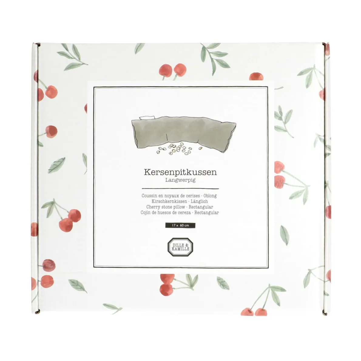 Kersenpitkussentje langwerpig, GOTS bio-katoen, 17 x 60 cm