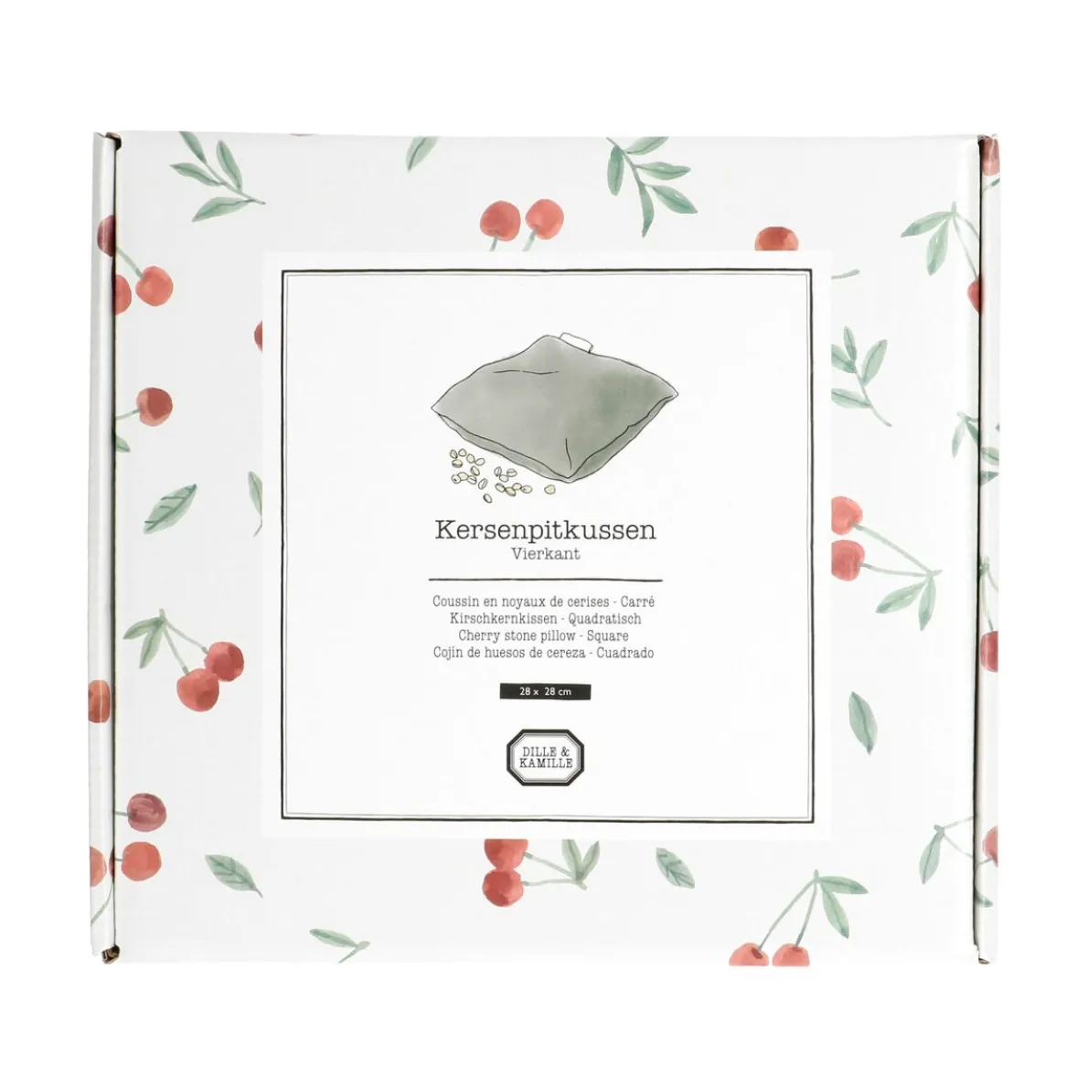 Kersenpitkussentje vierkant, GOTS bio-katoen, 28 x 28 cm