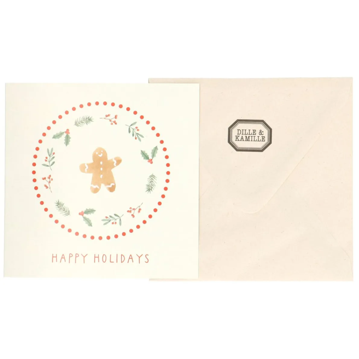Kerstkaart + envelop, vierkant, koekemannetje