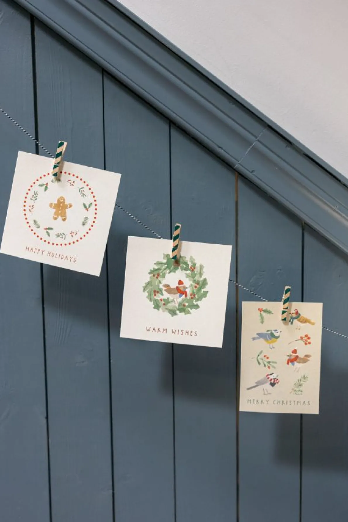 Kerstkaart + envelop, vierkant, koekemannetje