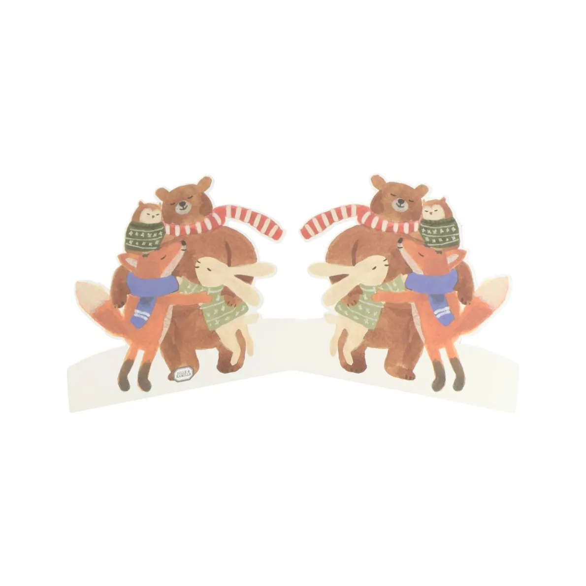 Kerstkaart met envelop, groepsknuffel dieren