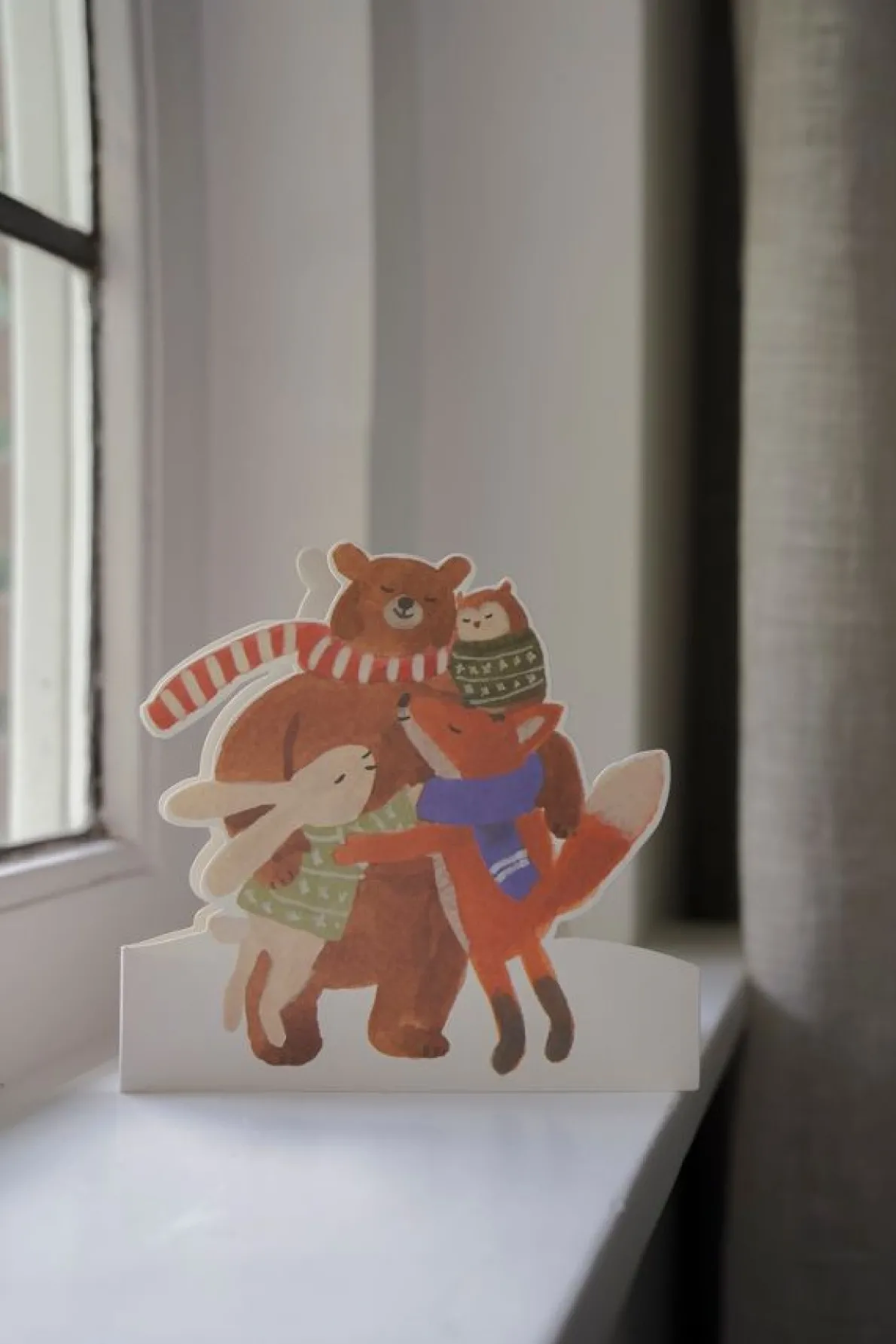 Kerstkaart met envelop, groepsknuffel dieren