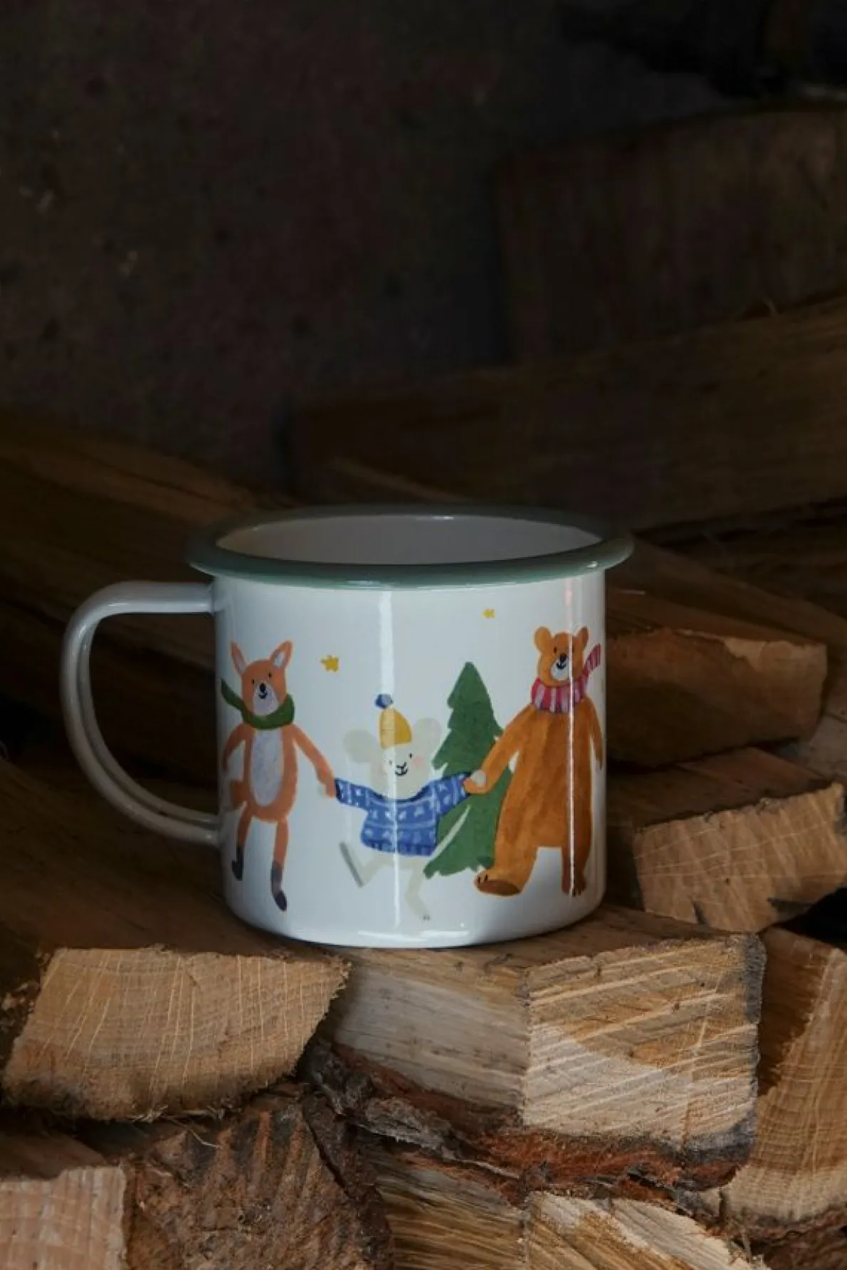 Kerstmok, emaille, dansende dieren, 300 ml