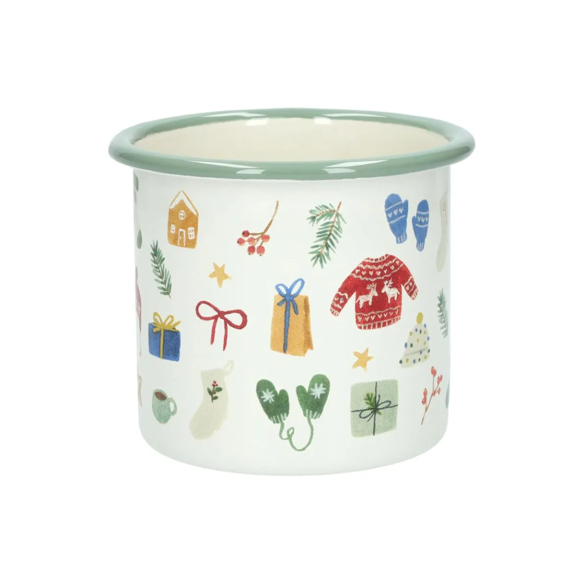 Kerstmok, emaille, winterbos, Ø 8 cm