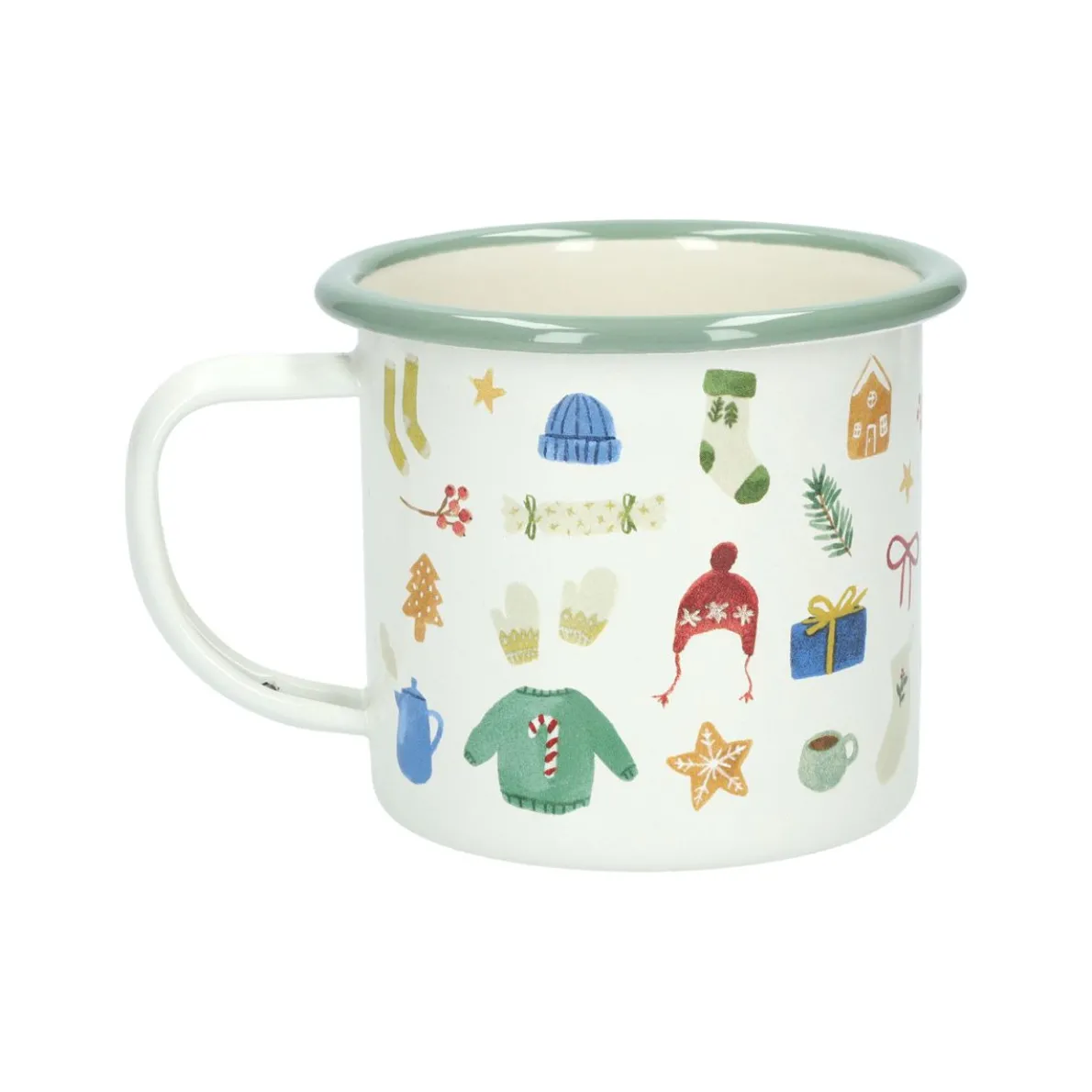 Kerstmok, emaille, winterbos, Ø 8 cm