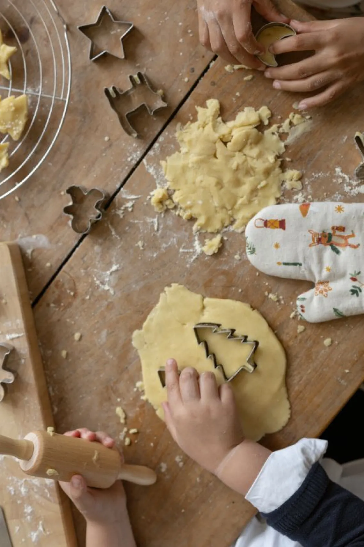 Kinderovenwant, GOTS bio-katoen, kerstdieren