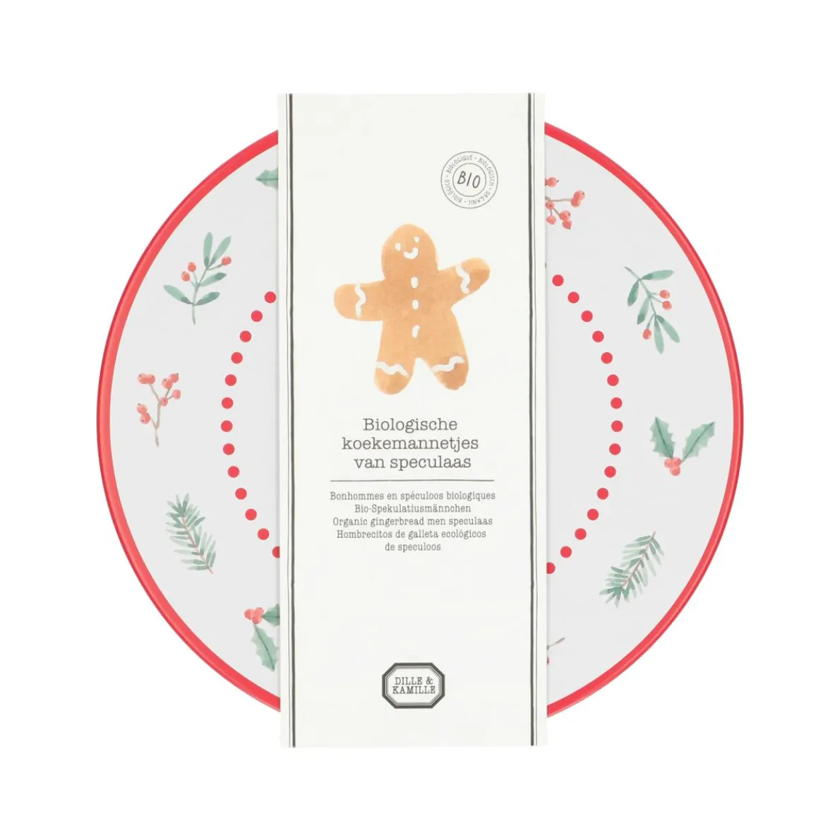 Koekblik, luchtdicht, gevuld met koekemannetjes, speculaas, biologisch, Ø 17 x 7 cm