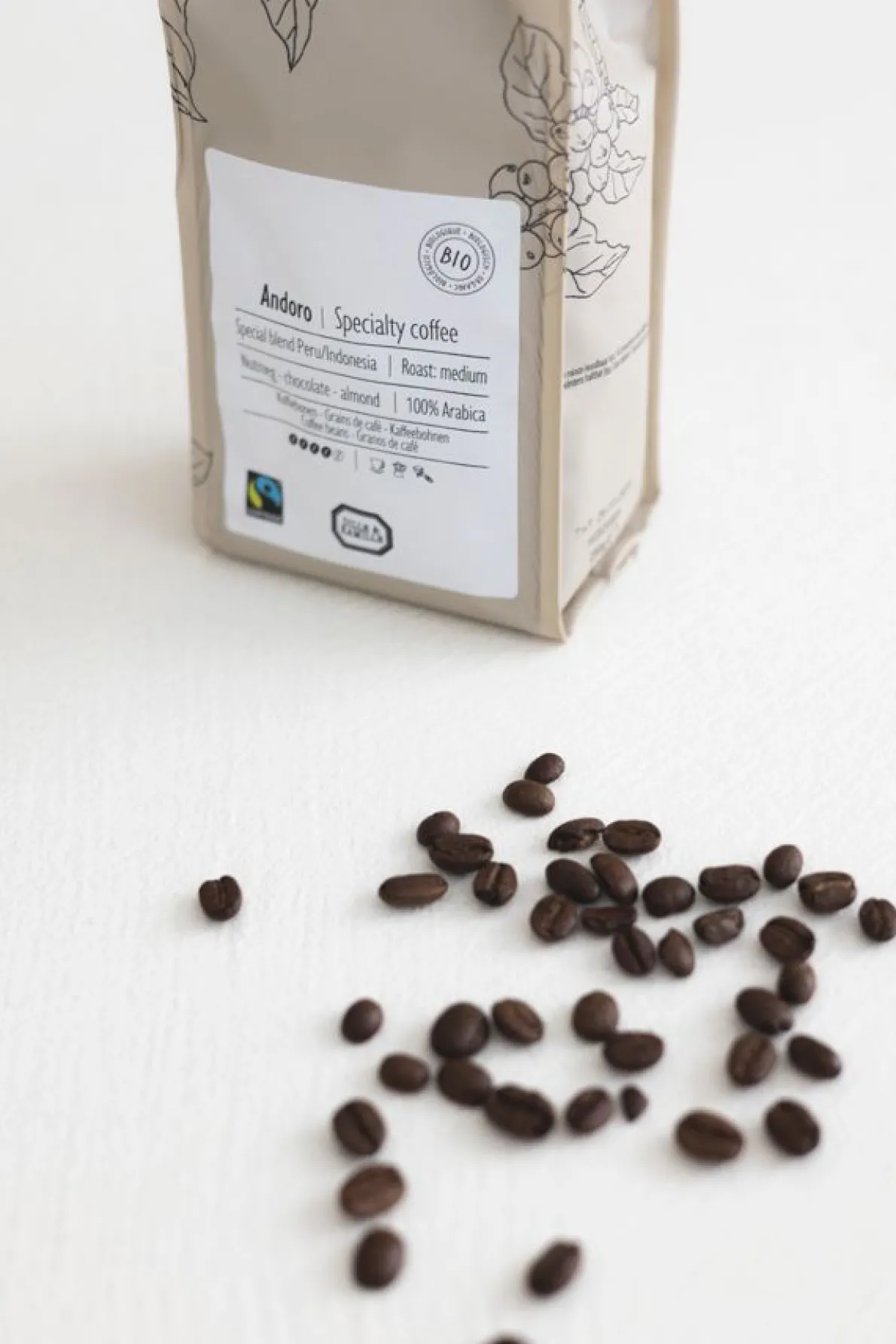 Koffiebonen, biologisch, Andoro Peru/Indonesië, 250 gram