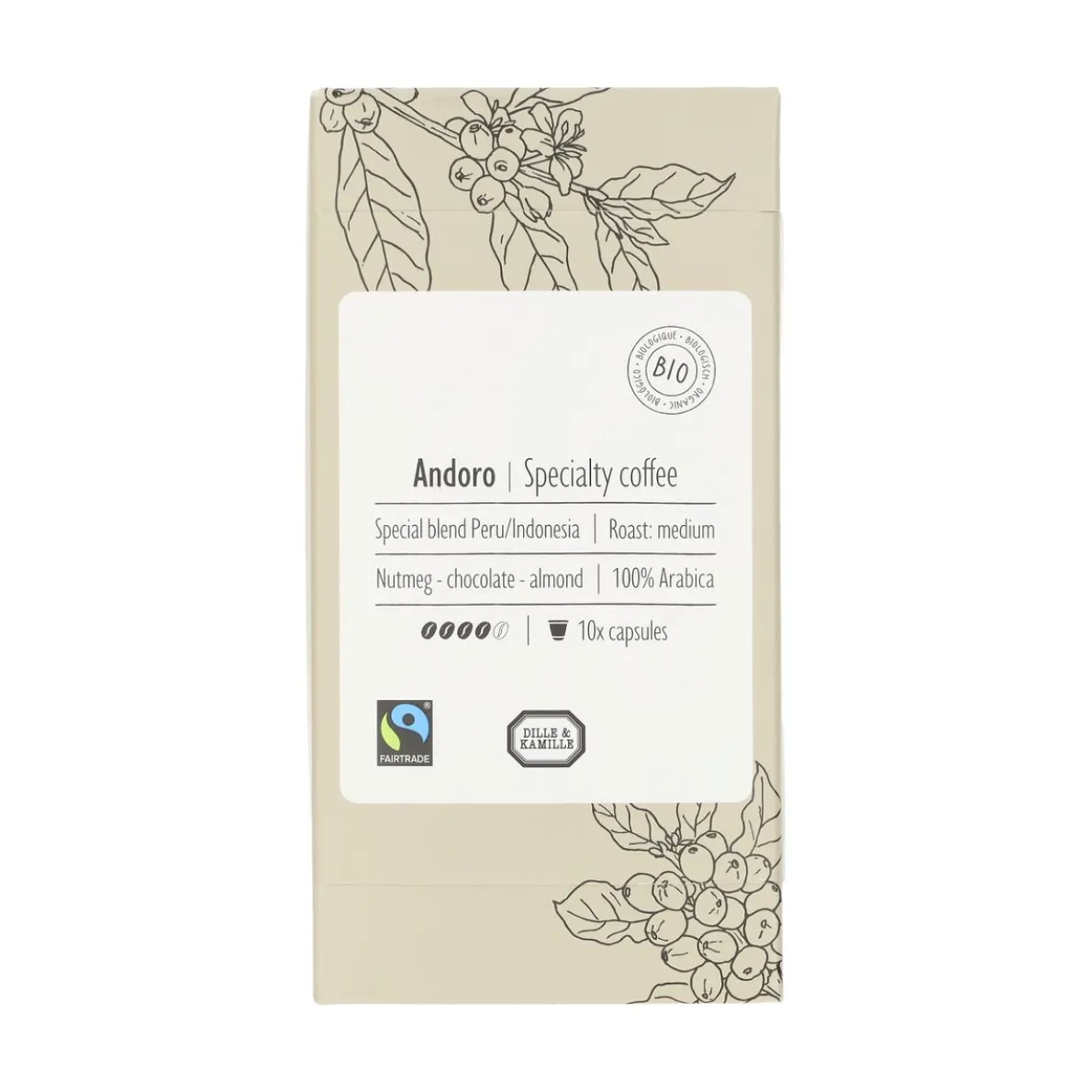 Koffiecapsules lungo, biologisch, Andoro Peru/Indonesië, 10 stuks