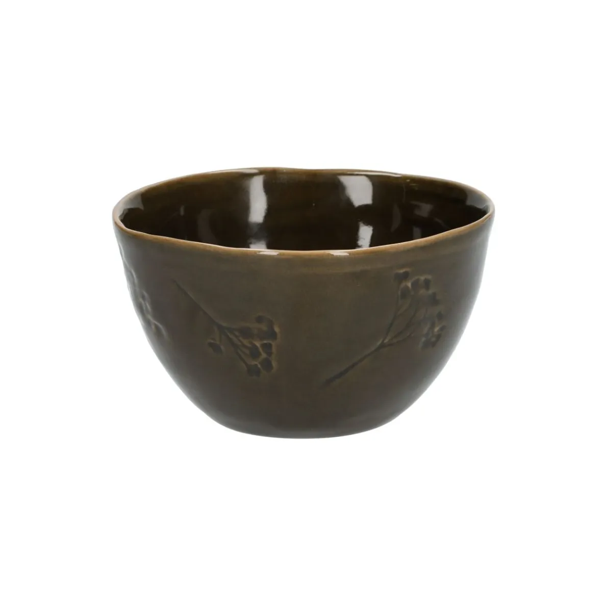 Kom, steengoed, donkergroen, Ø14 X 2 cm