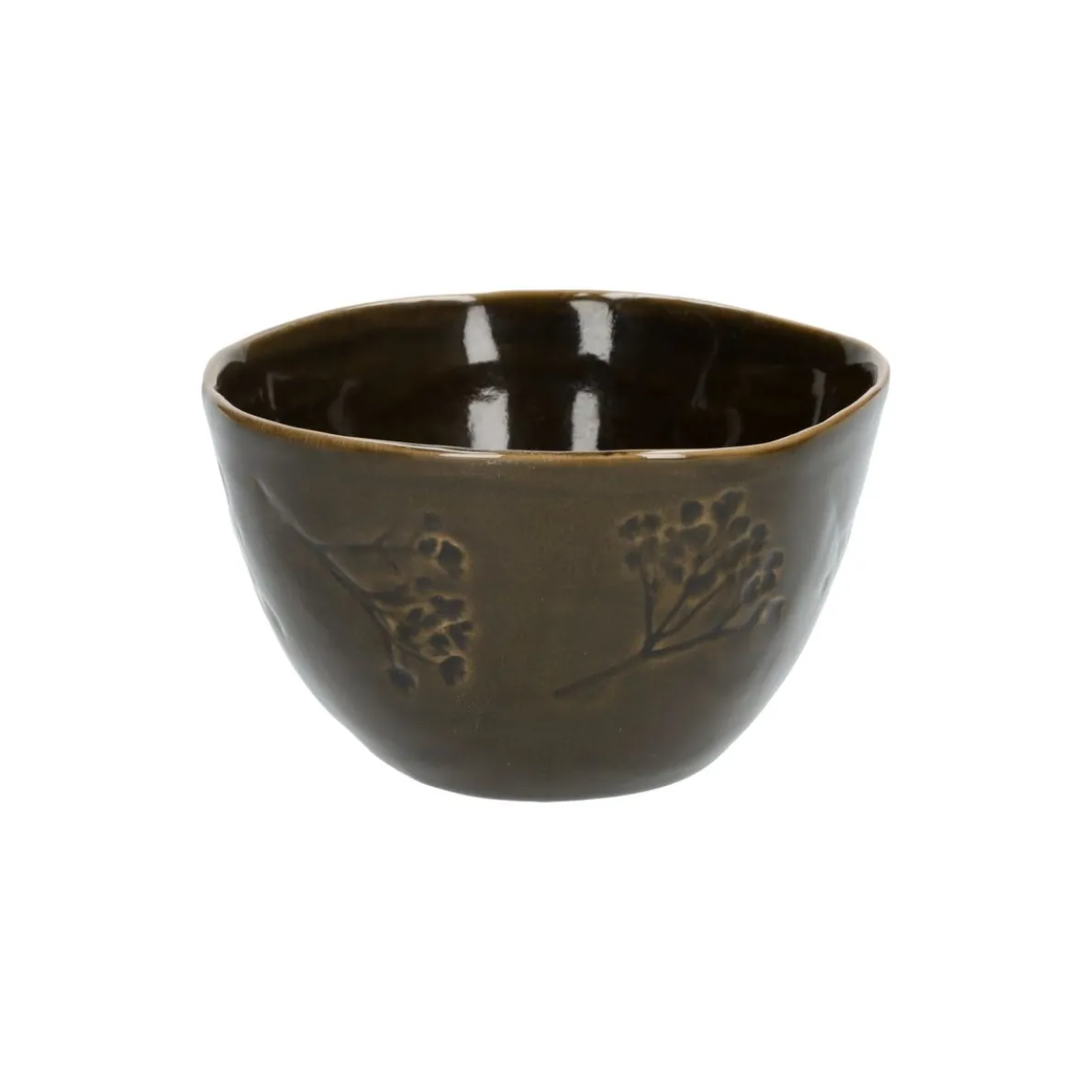 Kom, steengoed, donkergroen, Ø14 X 2 cm